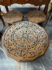 SELÇUKLU MOTİFLİ CEVİZ EL OYMASI ORTA SEHPA SETİ