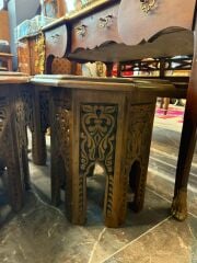 SELÇUKLU MOTİFLİ CEVİZ EL OYMASI ORTA SEHPA SETİ