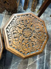 SELÇUKLU MOTİFLİ CEVİZ EL OYMASI ORTA SEHPA SETİ