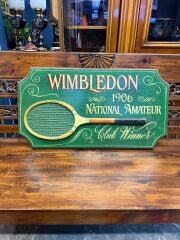 VİNTAGE AHŞAP KABARTMALI WİMBLEDON TENİS TURNUVASI DUVAR PANOSU